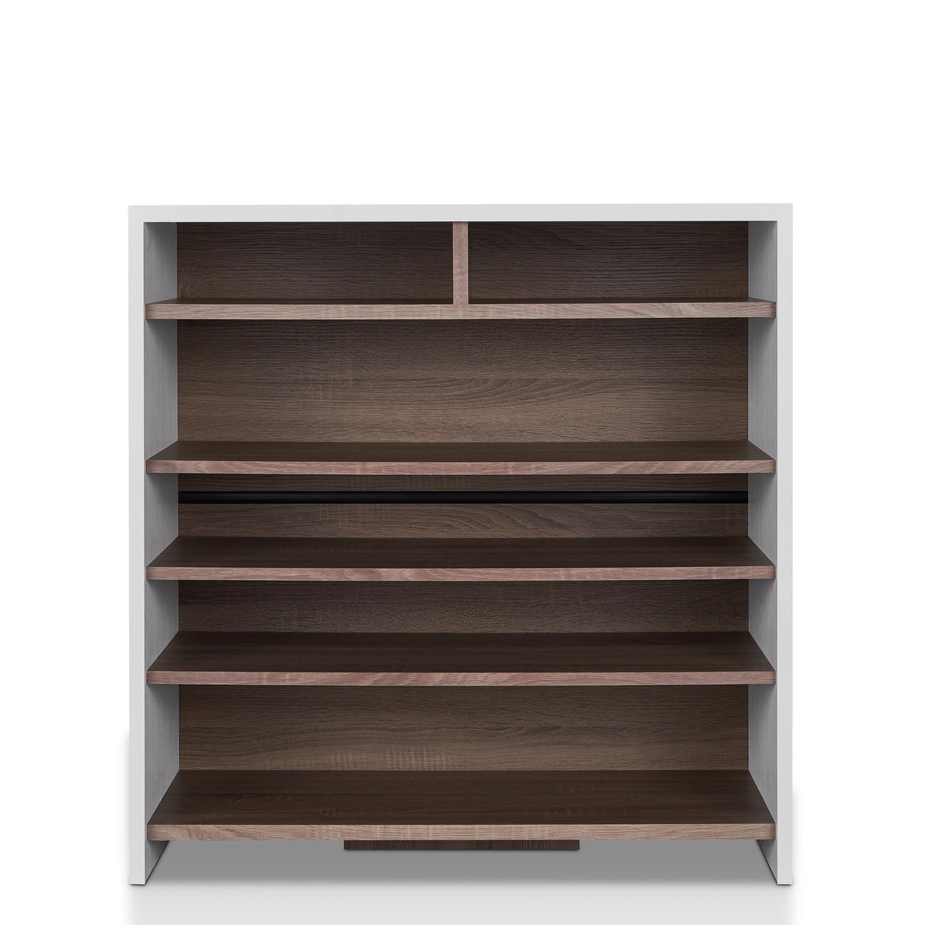 Trentino Chestnut Brown and White 6-Shelf Shoe Rack (Fits 14-Pairs)