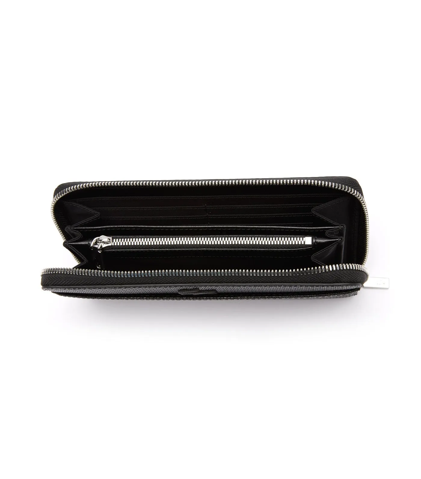 Unisex Chantaco Zipped Piqué Leather Large Wallet Noir