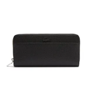 Unisex Chantaco Zipped Piqué Leather Large Wallet Noir