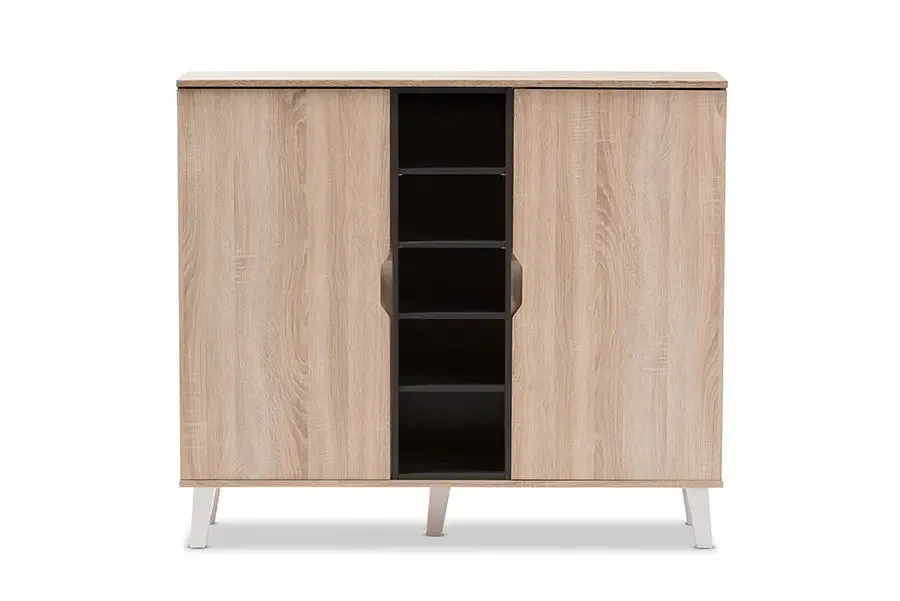 Valina 2-door Oak/Grey Wood Shoe Cabinet