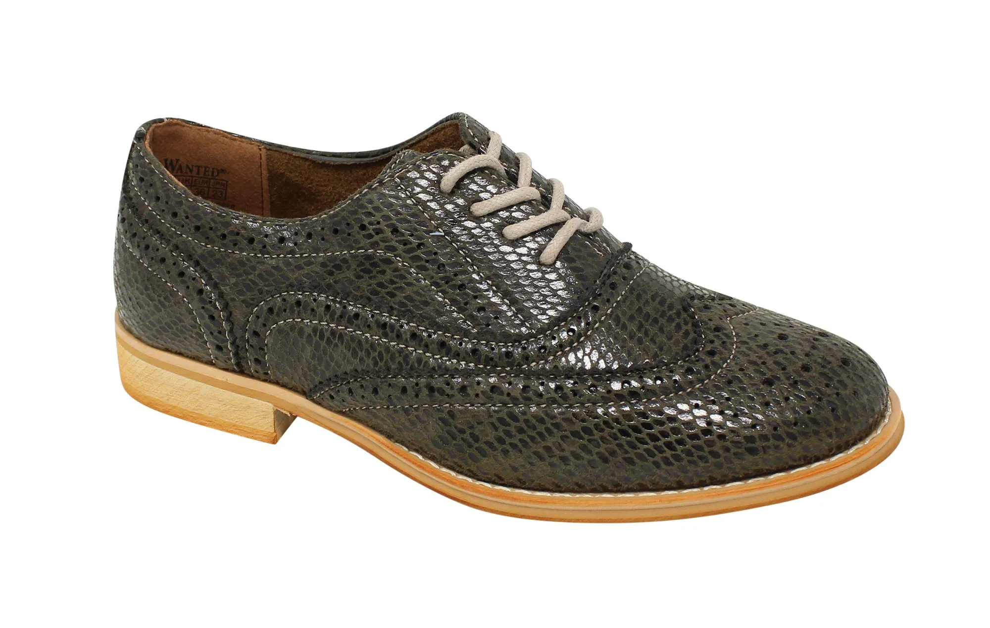 Wanted Shoes Women's Babe Snakeskine Oxford