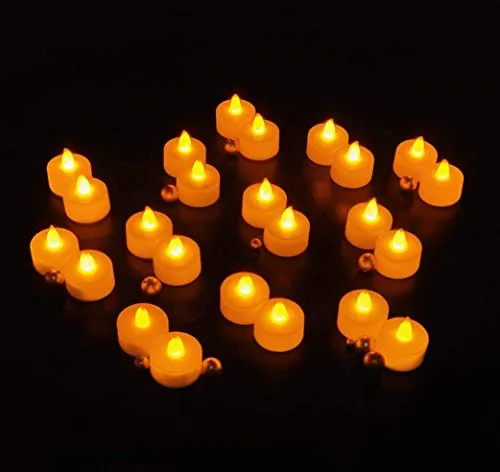 Warm White LED Tea Light Candle in Round Shape, Flameless Tea Light Candles (Pack of 10)