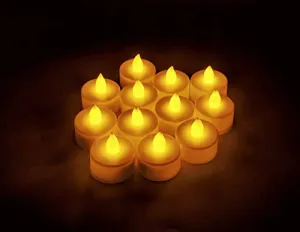 Warm White LED Tea Light Candle in Round Shape, Flameless Tea Light Candles (Pack of 10)