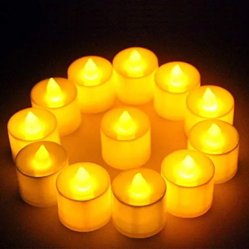 Warm White LED Tea Light Candle in Round Shape, Flameless Tea Light Candles (Pack of 10)