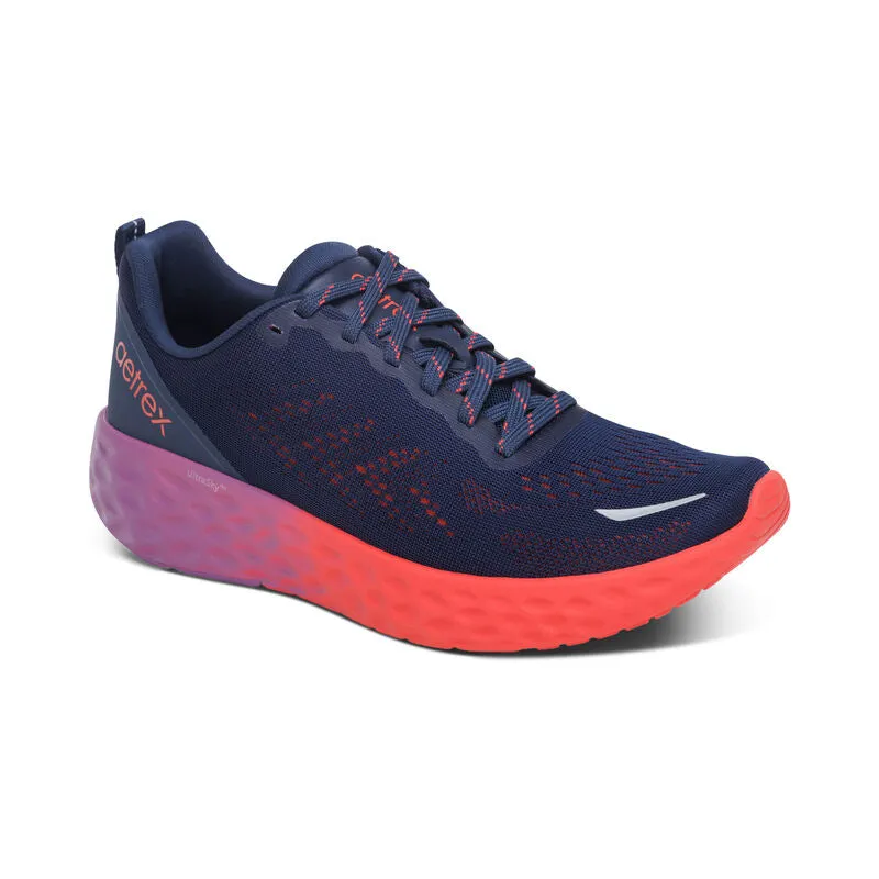 WOMEN'S AETREX DANIKA ARCH SUPPORT SNEAKER | NAVY / CORAL