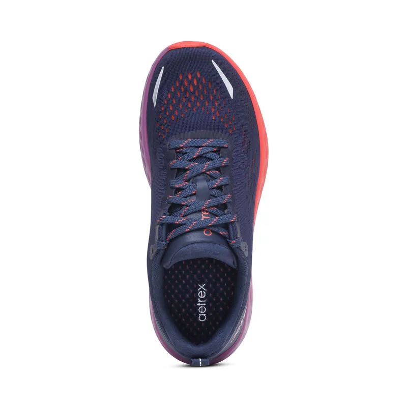 WOMEN'S AETREX DANIKA ARCH SUPPORT SNEAKER | NAVY / CORAL