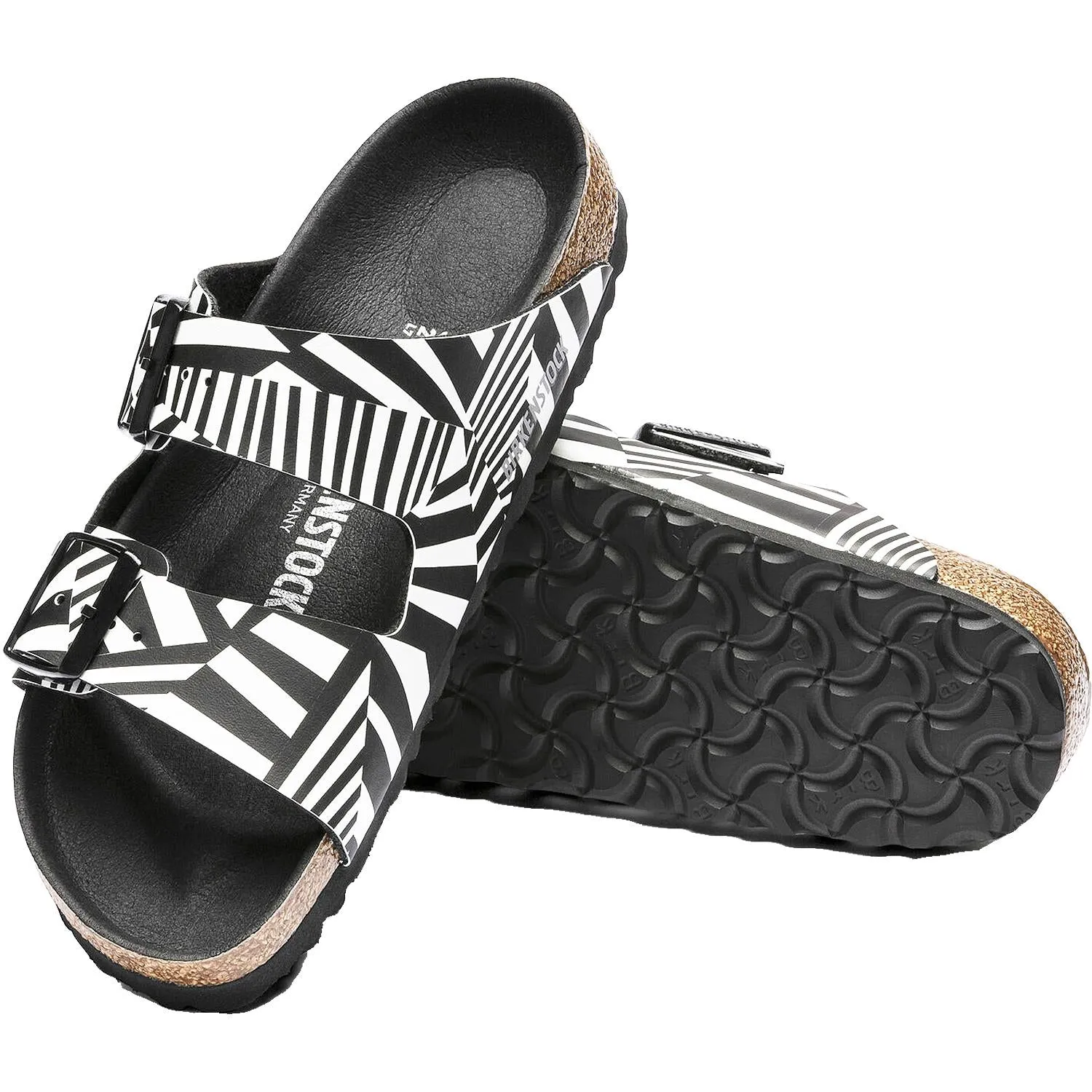 Women's Birkenstock Arizona Dazzle Camo Black White Birko-Flor