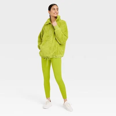 Women's High Pile Fleece 1/2 Zip Pullover - JoyLab Green XL