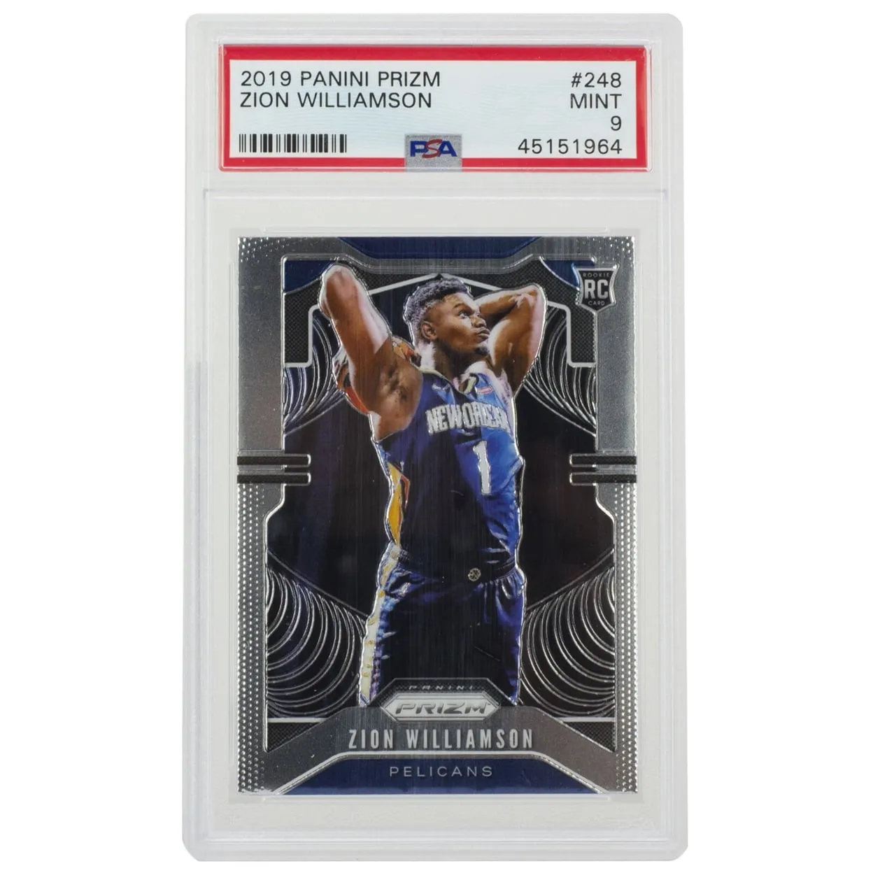 Zion Williamson 2019 Panini Prizm #248 Pelicans Basketball Card PSA Mint 9